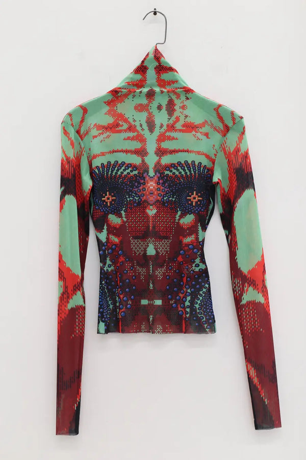 WINDOWSEN High Neck Mesh Top WDS-24T010-GN